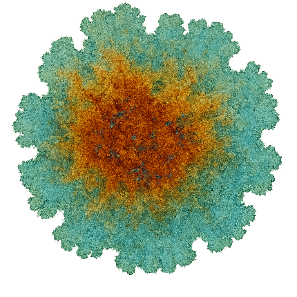 Reactive chromograph — iron and copper bloom on reactive paper
