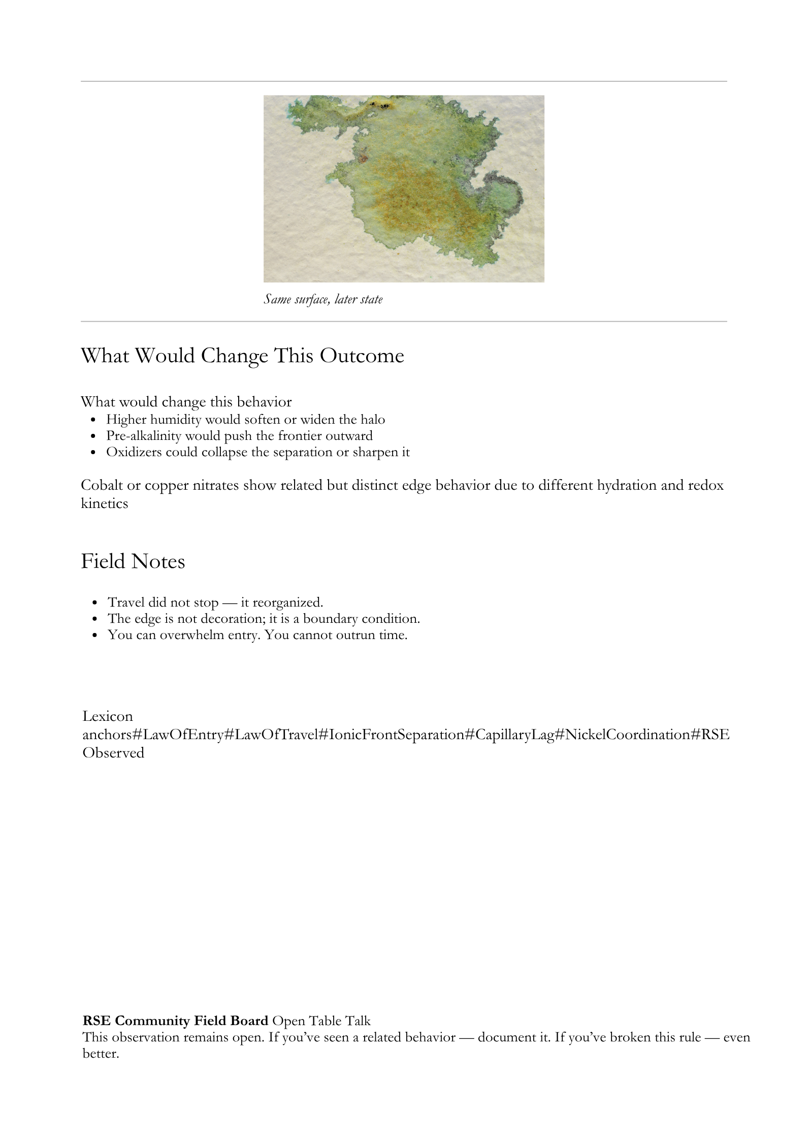 What Would Change This Outcome — Page 3: Variables and Field Notes